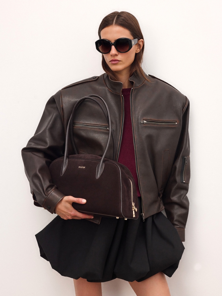 Barna velúr kézitáska KYLE