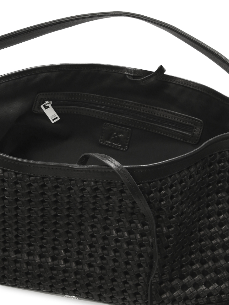Fekete fonott bőr kézitáska KS CELENE