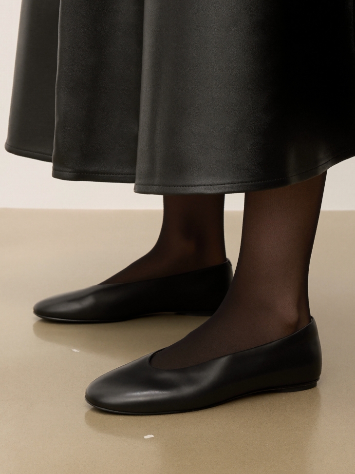 Fekete puha bőr balerinák  KS ANITE