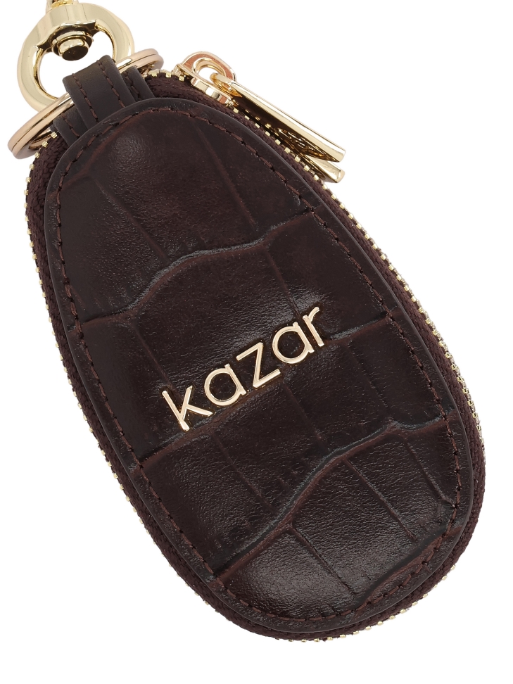 Barna bőr kulcstartó dombornyomott mintával  MORRILL