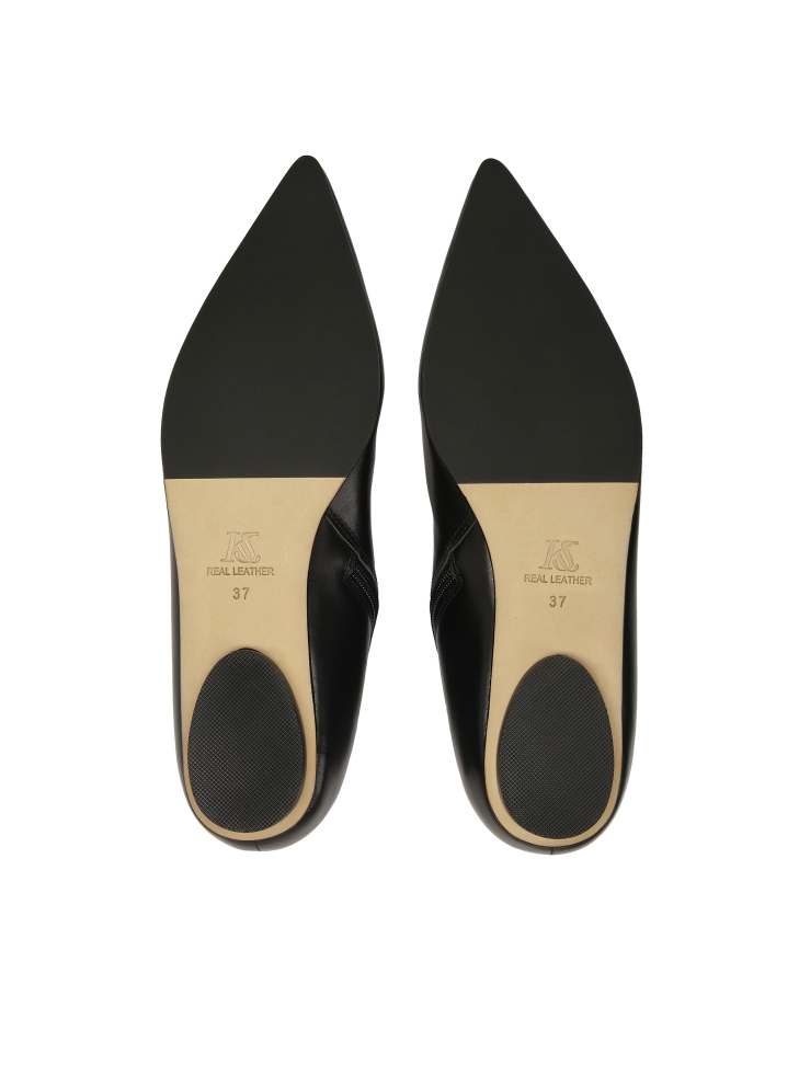 Fekete bőr csizma cipzárral és ezüst logóval díszített orr-résszel KS AMIENS