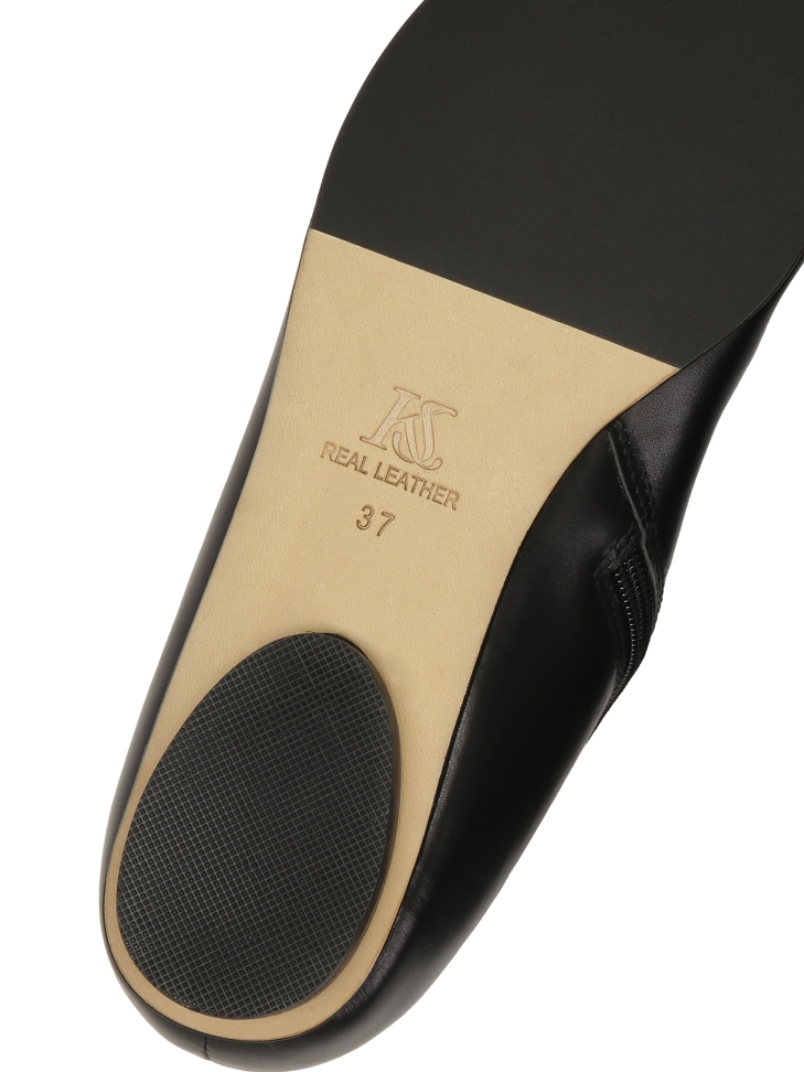 Fekete bőr csizma cipzárral és ezüst logóval díszített orr-résszel KS AMIENS